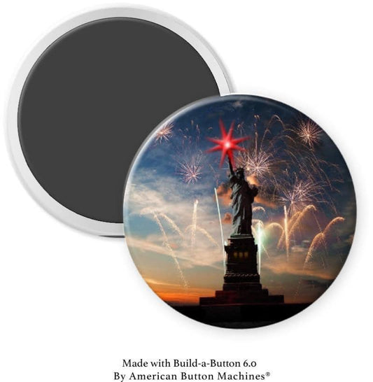 Statue of Liberty with Fireworks Magnet - Magnets and Memories