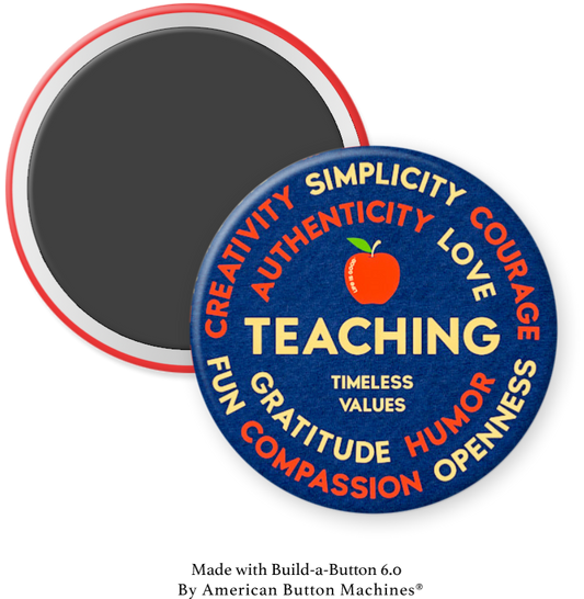 Magnets and Memories teaching timeless values in the classroom, featuring colorful educational magnets on a white background.