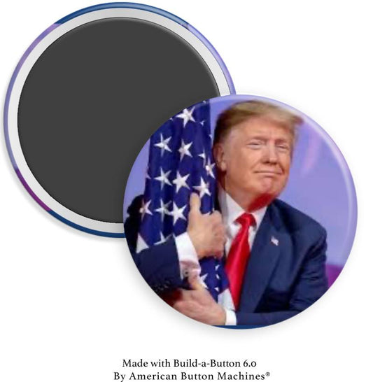 Trump Hugging Flag Magnet - Magnets and Memories
