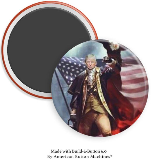 Trump in Military Suit with Flag Magnet - Magnets and Memories