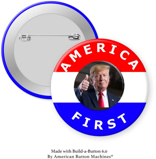 Trump Thumbs Up America First Pinback - Magnets and Memories