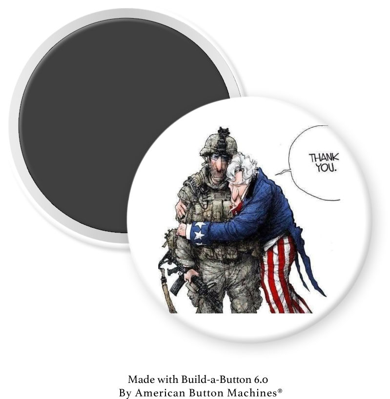 Uncle Sam Hugging and Thanking Soldier - Magnets and Memories 