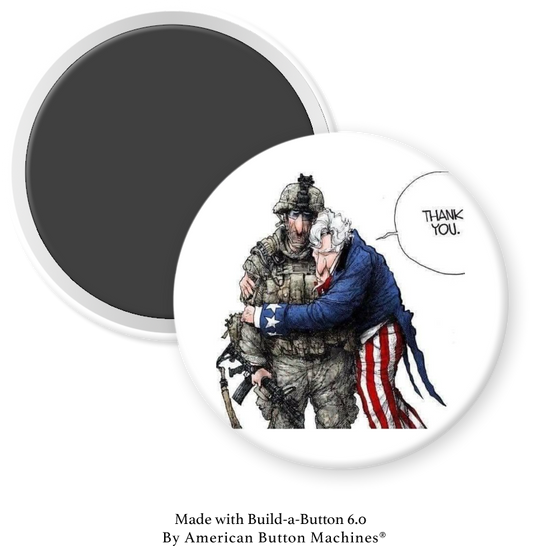 Uncle Sam Hugging and Thanking Soldier - Magnets and Memories 