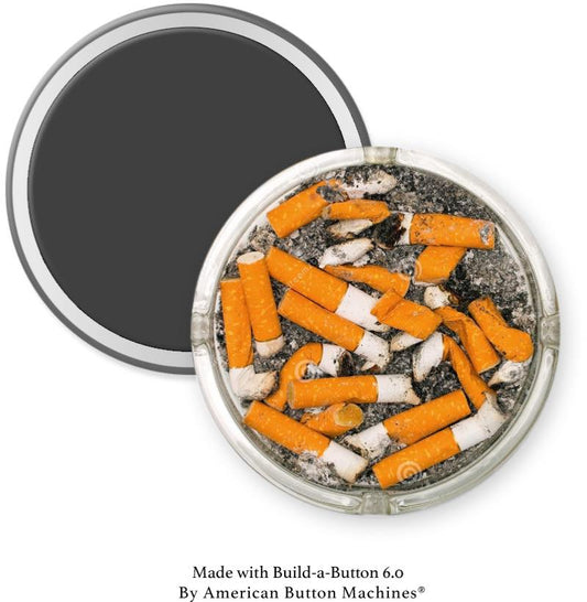 Vintage Ashtray Filled with Cigarette Butts Magnet - Magnets and Memories