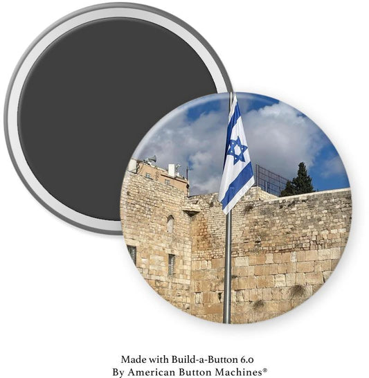 Wailing Wall With Israel Flag Magnet - Magnets and Memories