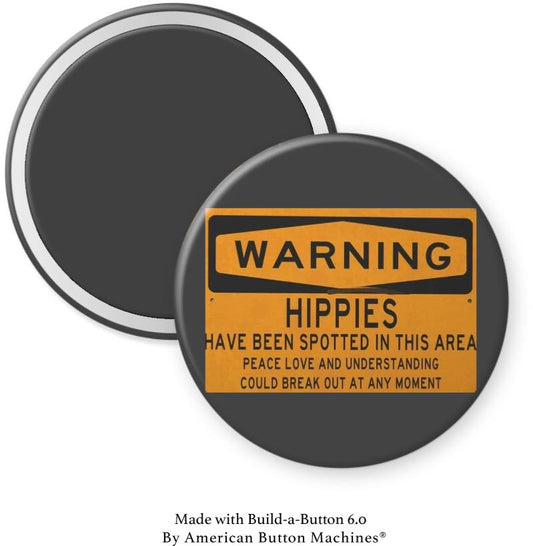 Warning Hippies Sign Magnet - Magnets and Memories