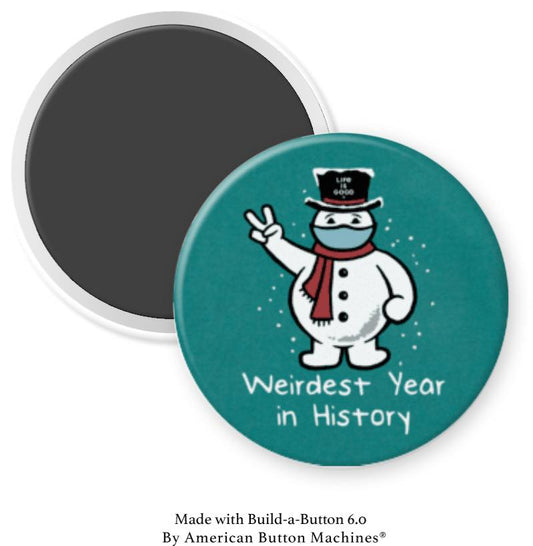 Weirdest Year In History Masked Snowman Magnet - Magnets and Memories