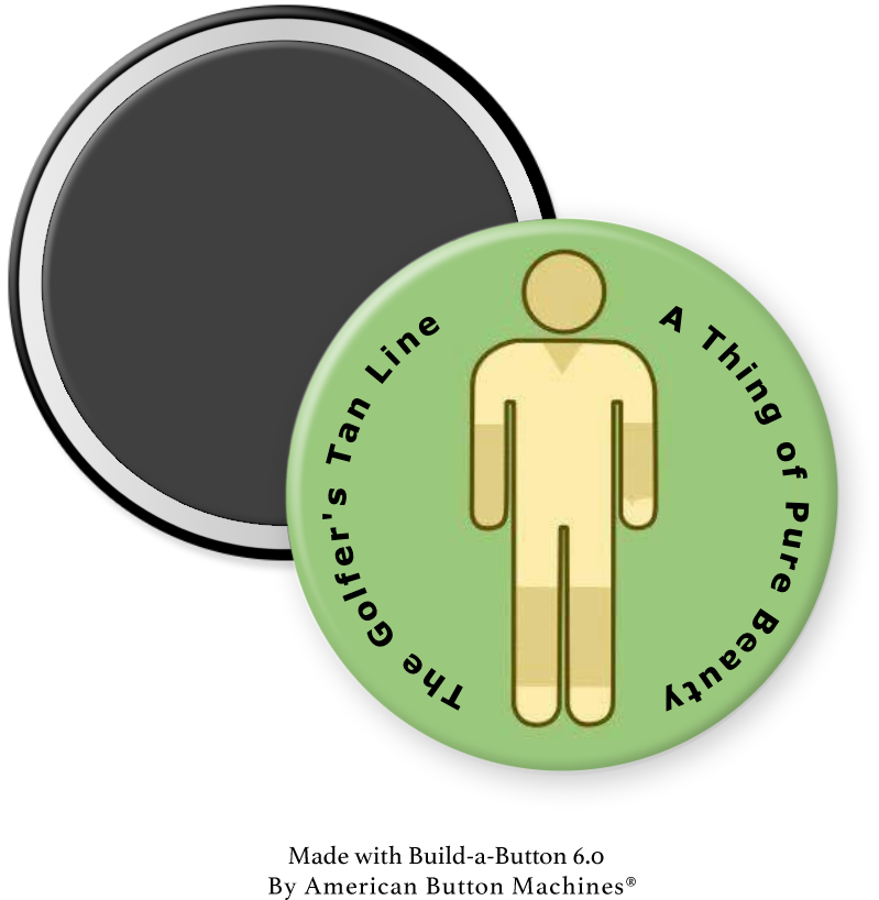 Refrigerator magnet featuring a golfer’s tan line design by Magnets and Memories, showcasing a playful and colorful golf-themed decor.