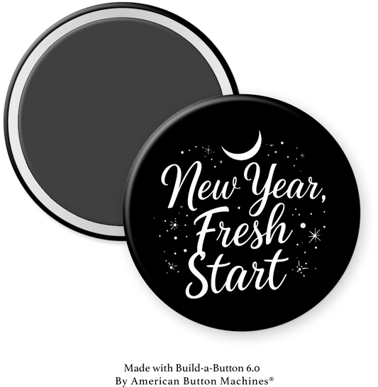 Magnets and Memories New Year Fresh Start refrigerator magnet with colorful design for celebrating the New Year.