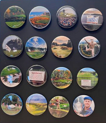 Golf lovers magnet board by Magnets and Memories featuring refrigerator magnets with golf-themed designs.