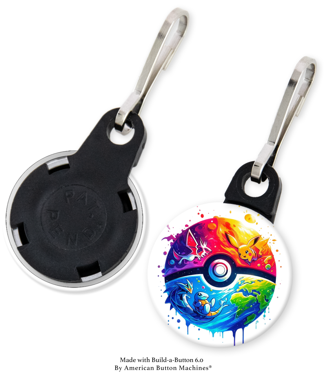 Sample zipper pulls for backpacks, jackets, and bags by Magnets and Memories, designed as refrigerator magnets with decorative charms.