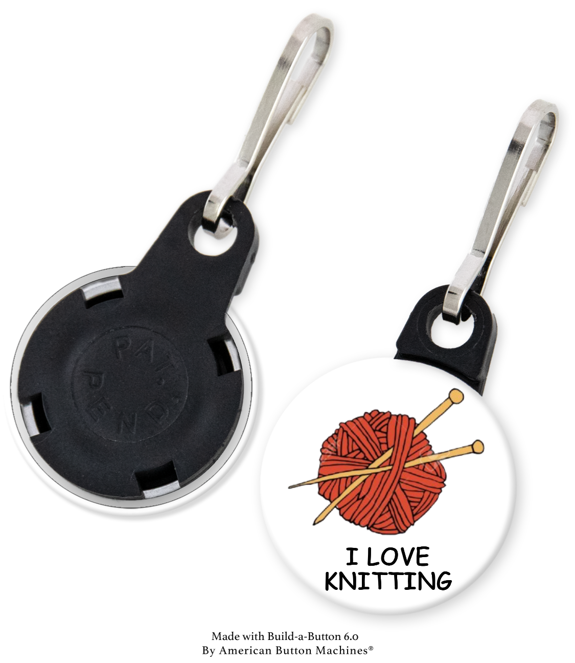 Sample zipper pulls for backpacks, jackets, and bags, designed as refrigerator magnets by Magnets and Memories.