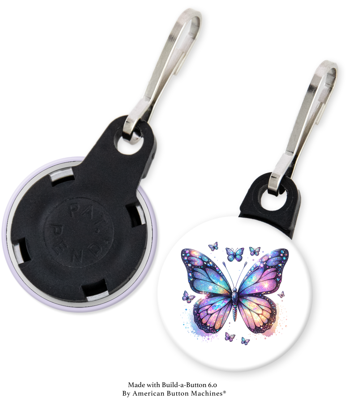 Sample zipper pulls for backpacks, jackets, and bags, designed as refrigerator magnet accents by Magnets and Memories.