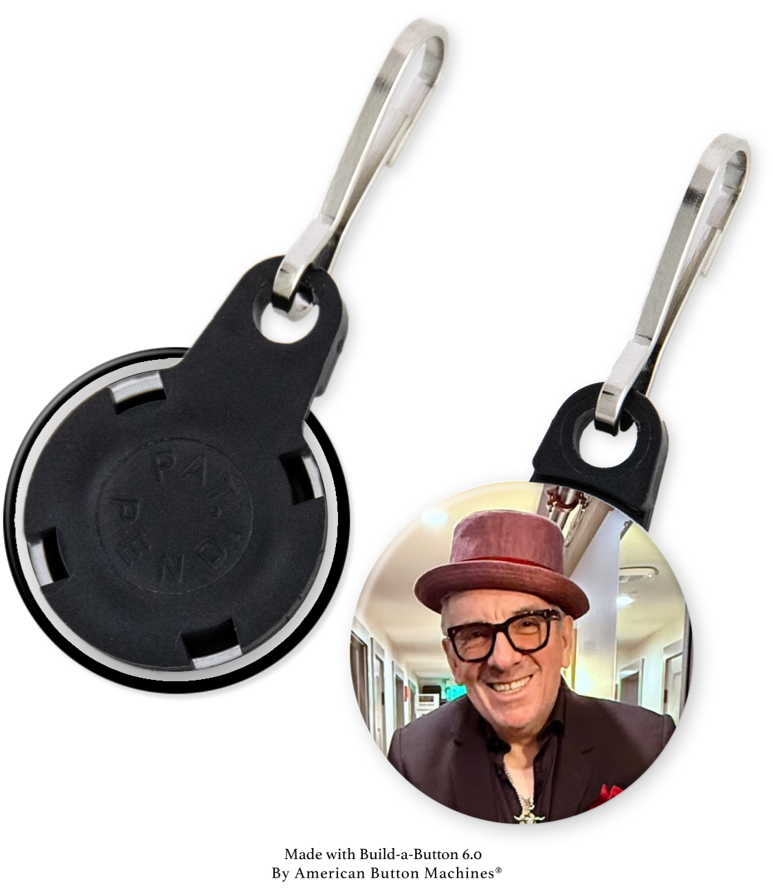 Sample zipper pulls for backpacks, jackets, and bags, designed as refrigerator magnets by Magnets and Memories.