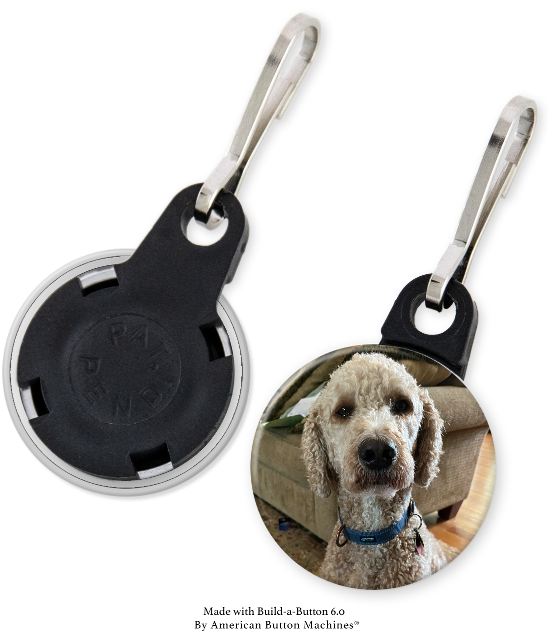 Sample zipper pulls for backpacks, jackets, and bags, designed as refrigerator magnets by Magnets and Memories.