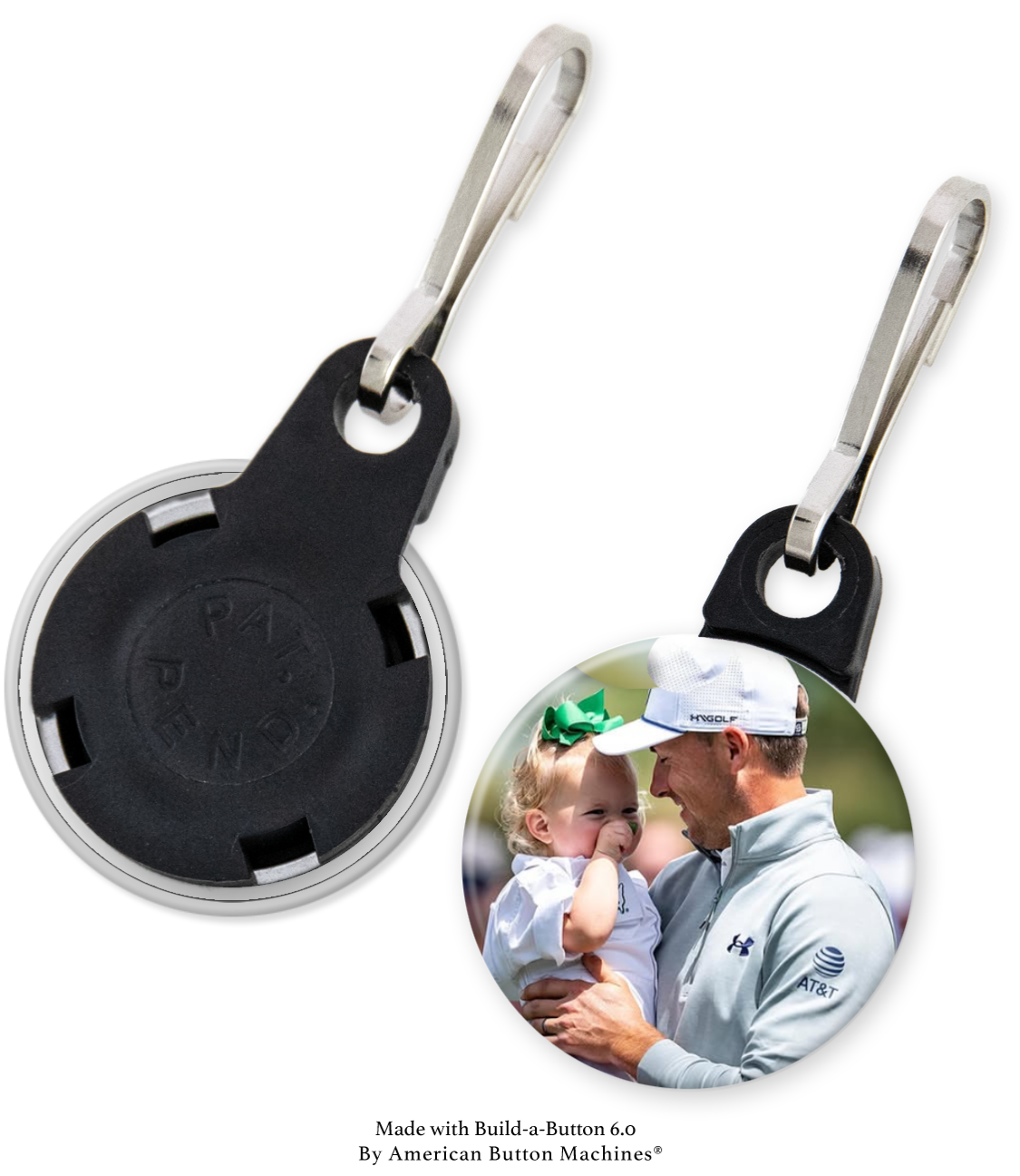 Sample zipper pulls for backpacks, jackets, and bags, designed as refrigerator magnets by Magnets and Memories.