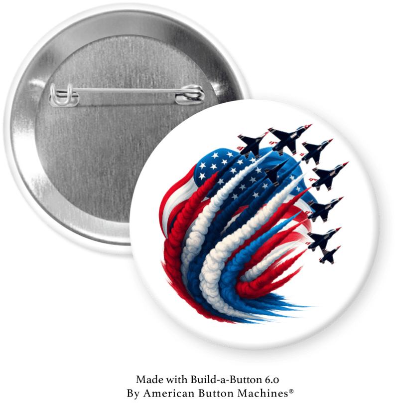 American flag refrigerator magnet with bombs bursting in air design by Magnets and Memories, vibrant patriotic decor.