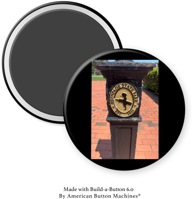 Bethpage Black column design refrigerator magnet by Magnets and Memories, featuring a detailed black and white graphic.