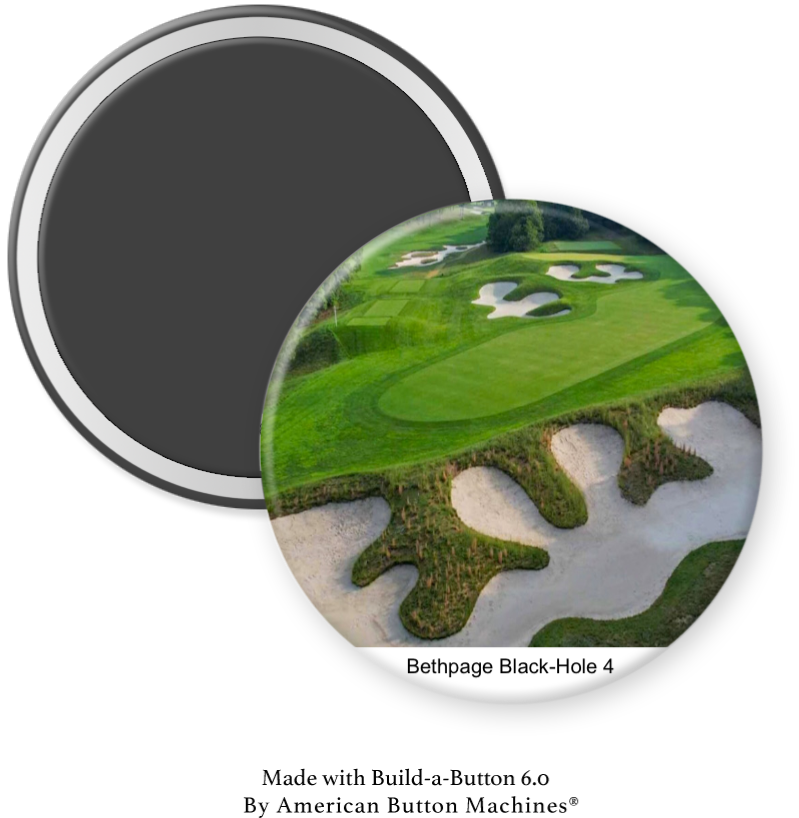 Bethpage Black Golf Course Hole No.4 refrigerator magnet by Magnets and Memories featuring a detailed golf course design.