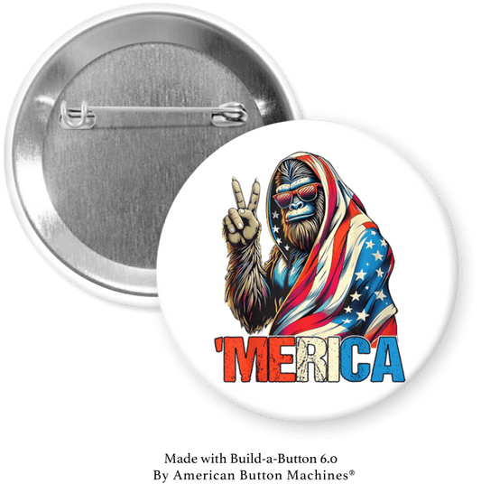 Patriotic Bigfoot refrigerator magnet with peace sign, American flag design, from Magnets and Memories.