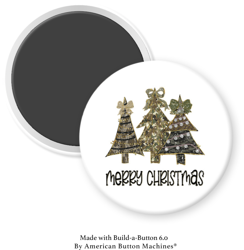 Set of Christmas tree refrigerator magnets with “Merry Christmas” message, festive holiday decor by Magnets and Memories.