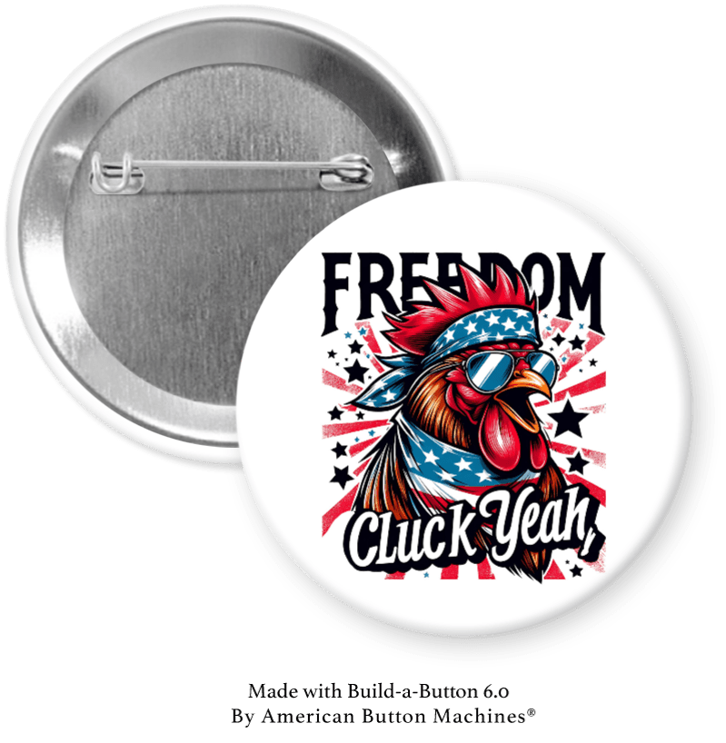 Freedom Chicken Cluck Yeah refrigerator magnet with bandana by Magnets and Memories, featuring colorful chicken design.