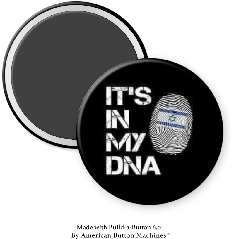 Jewish "It’s in My DNA" refrigerator magnet by Magnets and Memories, featuring a colorful design on a metal magnet.