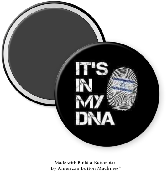 Jewish "It’s in My DNA" refrigerator magnet by Magnets and Memories, featuring a colorful design on a metal magnet.