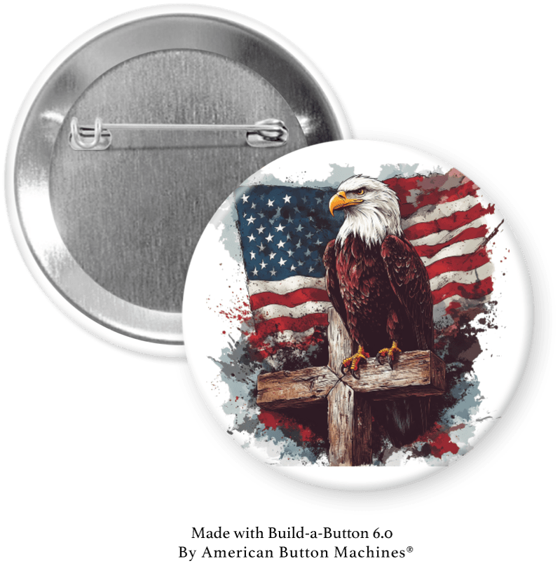 Majestic eagle on American flag refrigerator magnet by Magnets and Memories, patriotic kitchen decor.