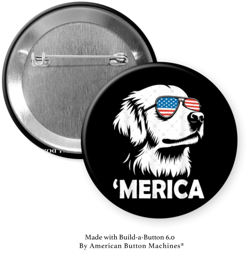 Patriotic dog refrigerator magnet with American flag and ‘Merica design, by Magnets and Memories.