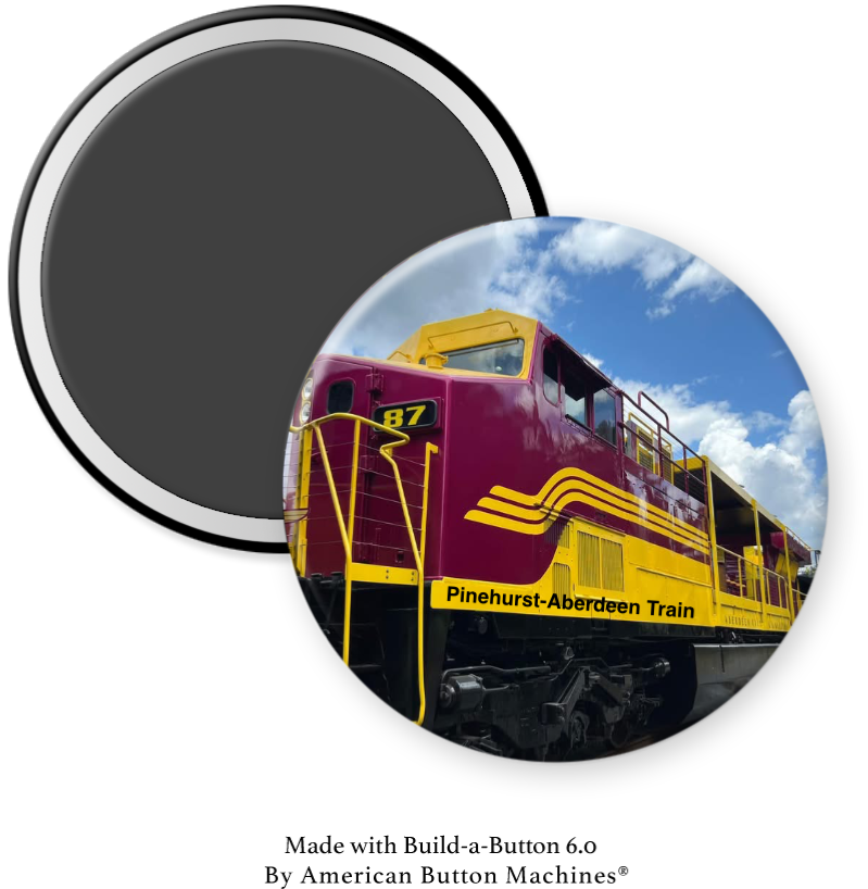 Pinehurst Aberdeen Train refrigerator magnet by Magnets and Memories, featuring detailed train design on a metal magnet.