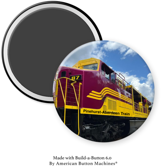 Pinehurst Aberdeen Train refrigerator magnet by Magnets and Memories, featuring a detailed train design on a metal magnet.