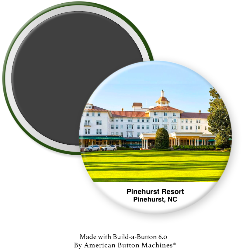 Pinehurst Resort refrigerator magnet by Magnets and Memories, featuring a scenic image of the golf course and resort.