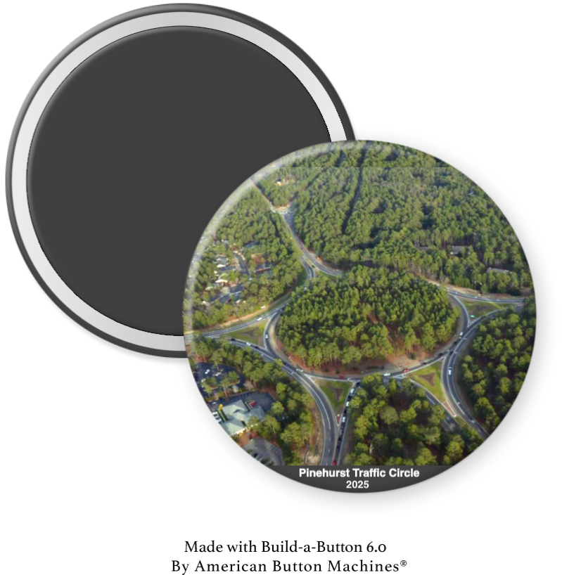 Magnets and Memories Pinehurst Traffic Circle refrigerator magnet, detailed city traffic circle design for collectible kitchen decor