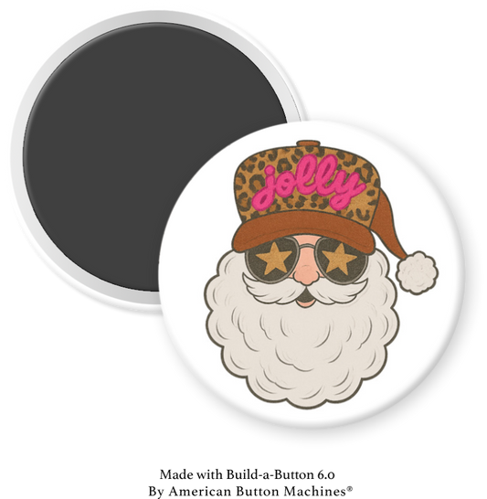 Santa Wearing a Red, Jolly Trucker Hat and Sunglasses - Magnets and Memories 