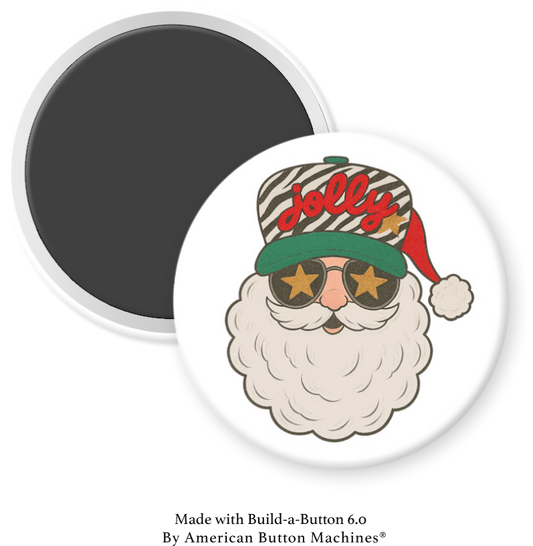 Santa Wearing a Zebra, Jolly Trucker Hat and Sunglasses - Magnets and Memories 