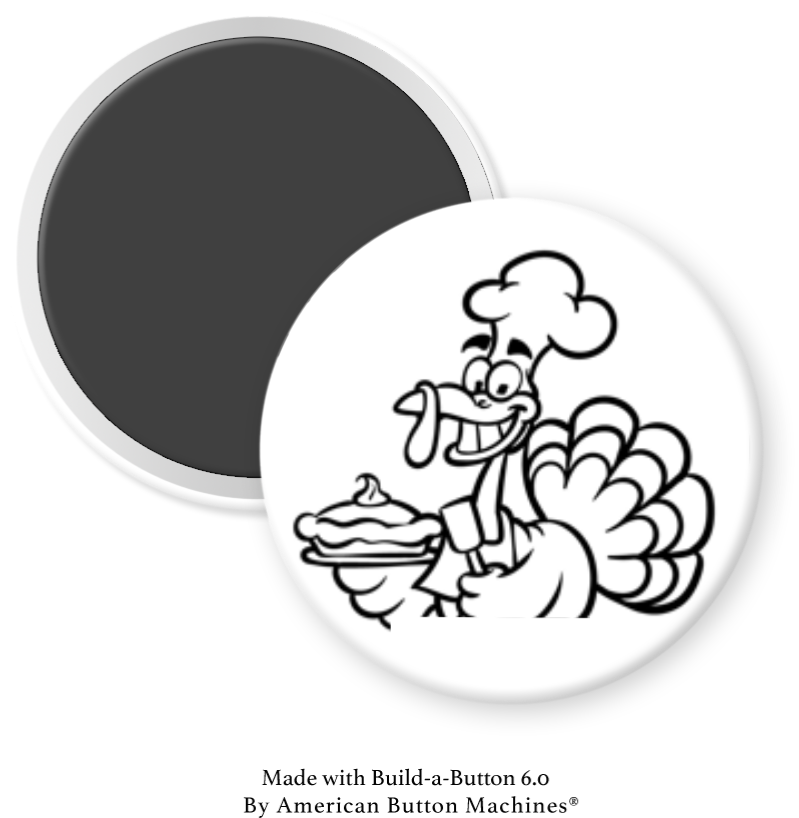 Thanksgiving Turkey N to Color refrigerator magnet by Magnets and Memories featuring a colorful turkey design.