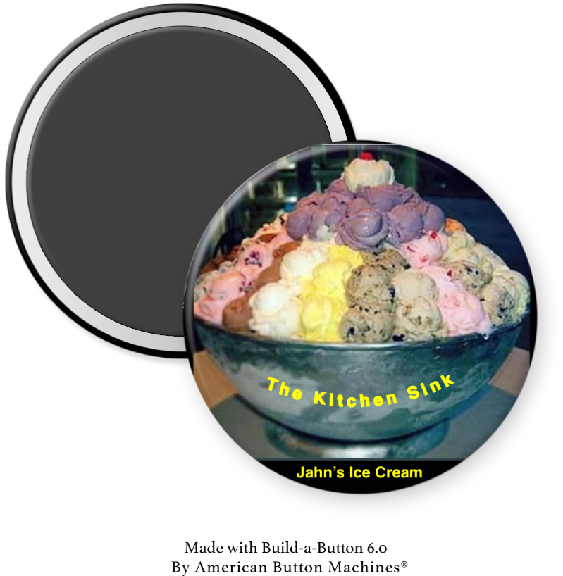 Refrigerator magnet featuring The Kitchen Sink at Jahn’s Ice Cream Parlor in NY by Magnets and Memories.