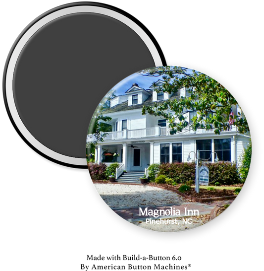 Magnets and Memories refrigerator magnet featuring The Magnolia Inn Pinehurst logo and design for decorative display.