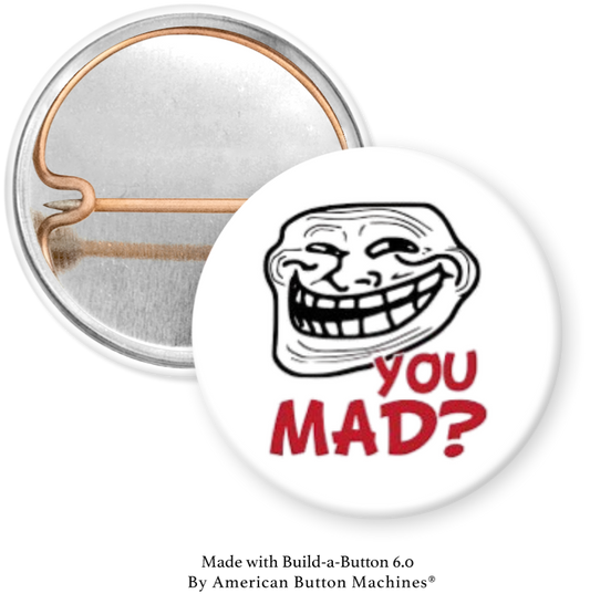 Refrigerator magnet from Magnets and Memories with bold "YOU MAD?" text, designed for decorative kitchen or office use.